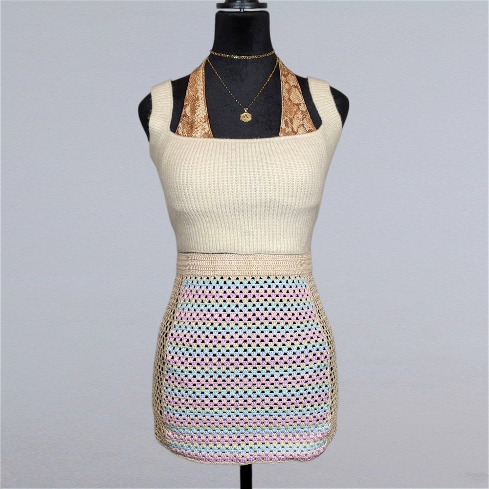 Bennettex Pastel Crochet Mini Skirt